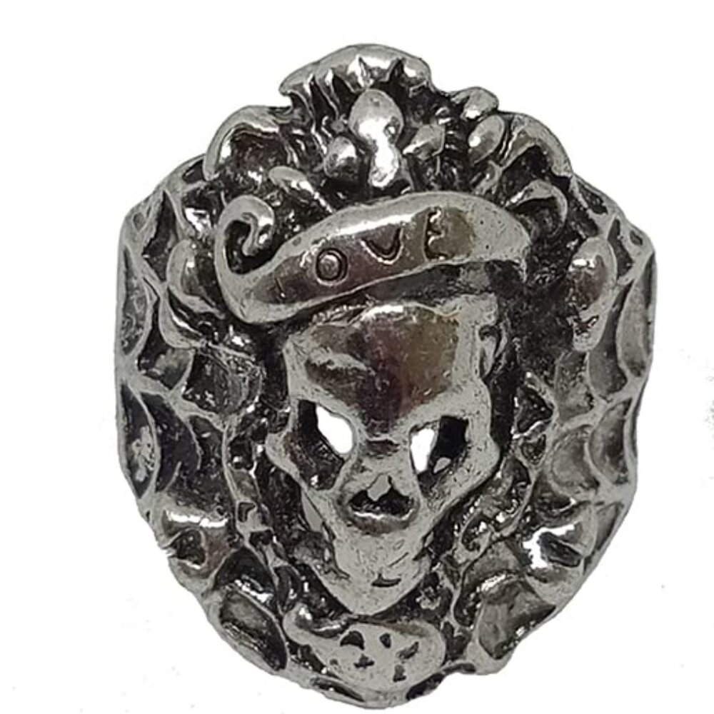 🇺🇸 Cosplay Pirates of the Caribbean Skull Ring Silver